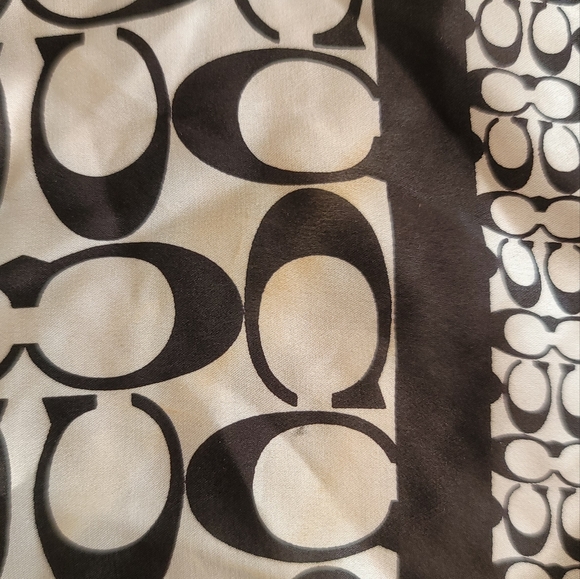 Coach CC Signature Black White Hair Neck Silk Scarf - Picture 3 of 5